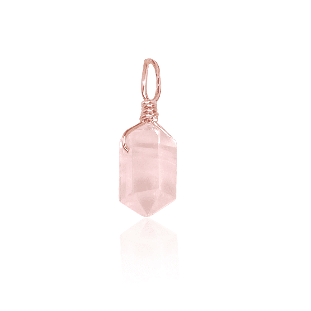 Rose Quartz Mini Double Terminated Crystal Point Pendant - Rose Quartz Mini Double Terminated Crystal Point Pendant - 14k Rose Gold Fill - Luna Tide Handmade Crystal Jewellery