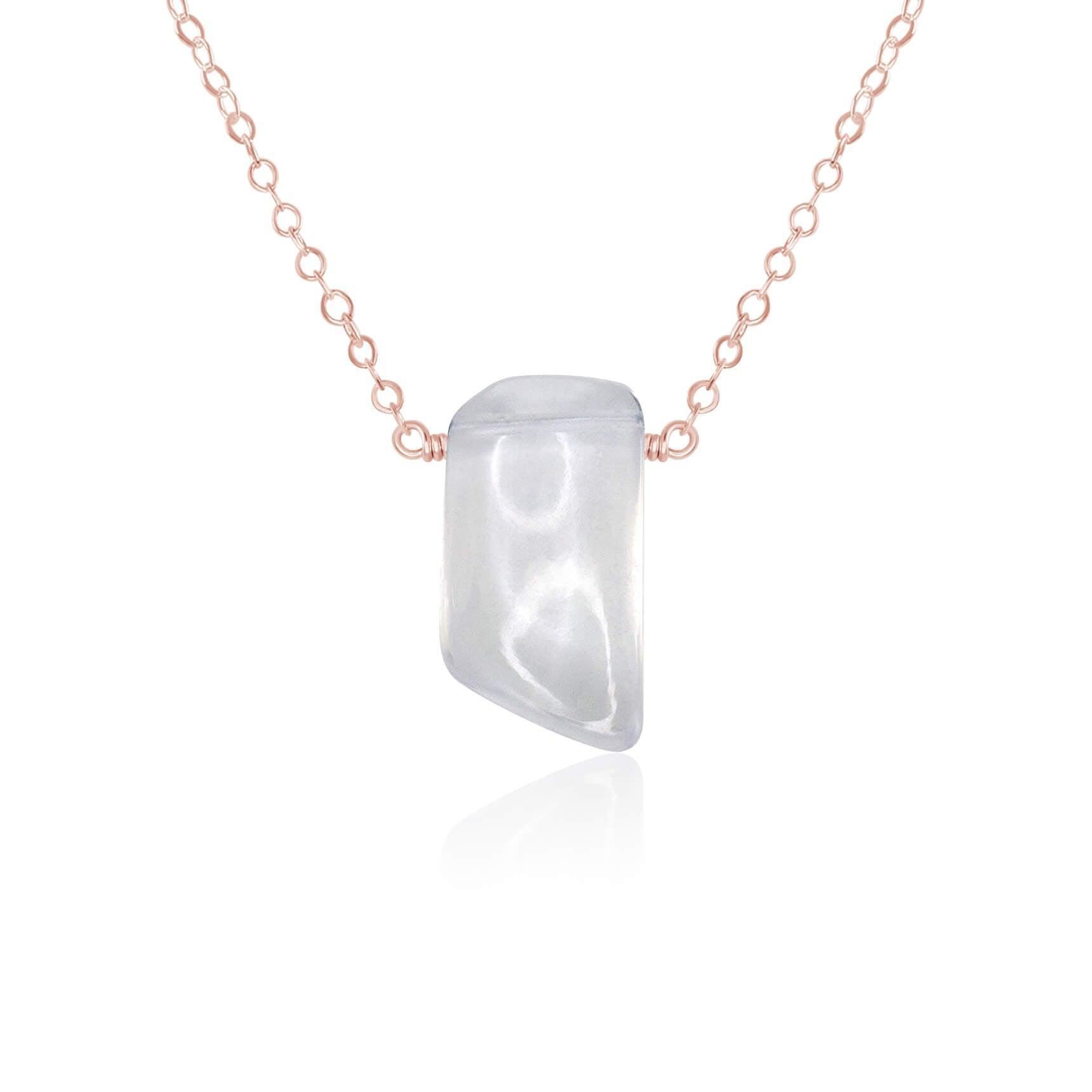 Small Smooth Clear Crystal Quartz Crystal Slab Necklace - Small Smooth Clear Crystal Quartz Crystal Slab Necklace - 14k Rose Gold Fill - Luna Tide Handmade Crystal Jewellery