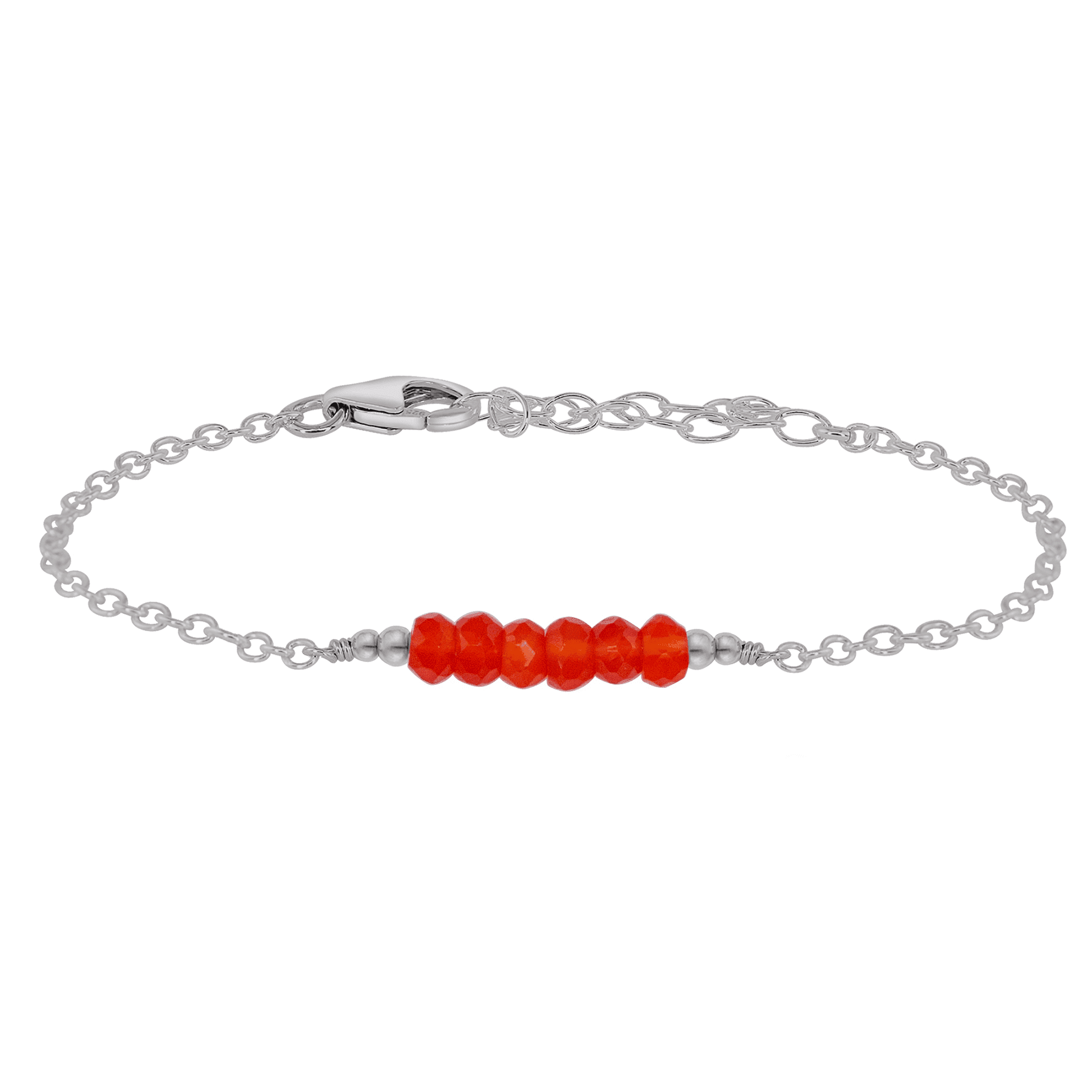Sparkling Orange Carnelian Gemstone Faceted Bead Bar Bracelet - Sparkling Orange Carnelian Gemstone Faceted Bead Bar Bracelet - Stainless Steel - Luna Tide Handmade Crystal Jewellery