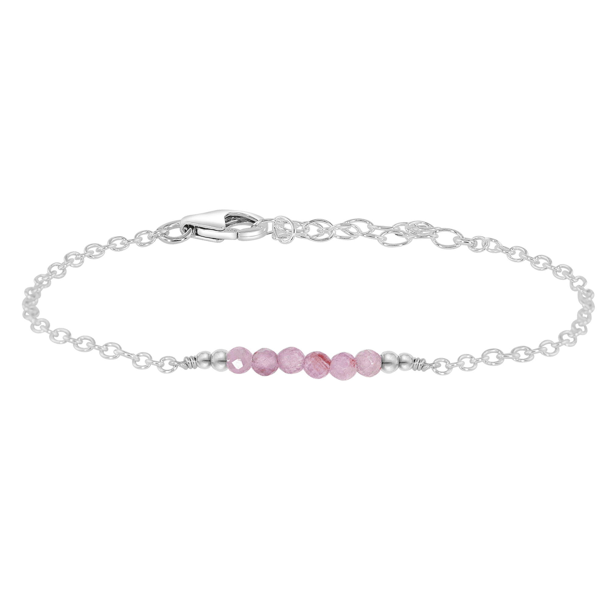 Sparkling Purple Kunzite Gemstone Faceted Bead Bar Bracelet - Sparkling Purple Kunzite Gemstone Faceted Bead Bar Bracelet - Sterling Silver - Luna Tide Handmade Crystal Jewellery