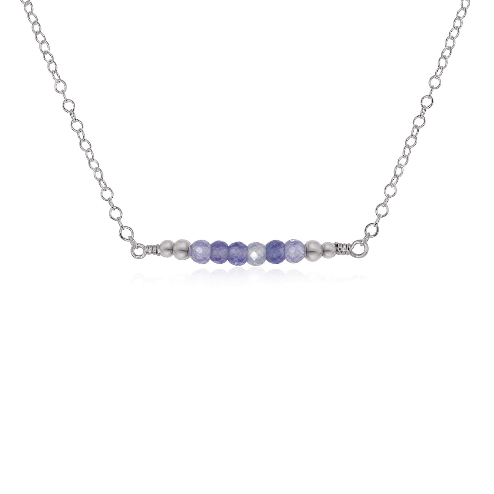 Sparkling Tanzanite Faceted Bead Bar Necklace - Sparkling Tanzanite Faceted Bead Bar Necklace - Stainless Steel - Luna Tide Handmade Crystal Jewellery