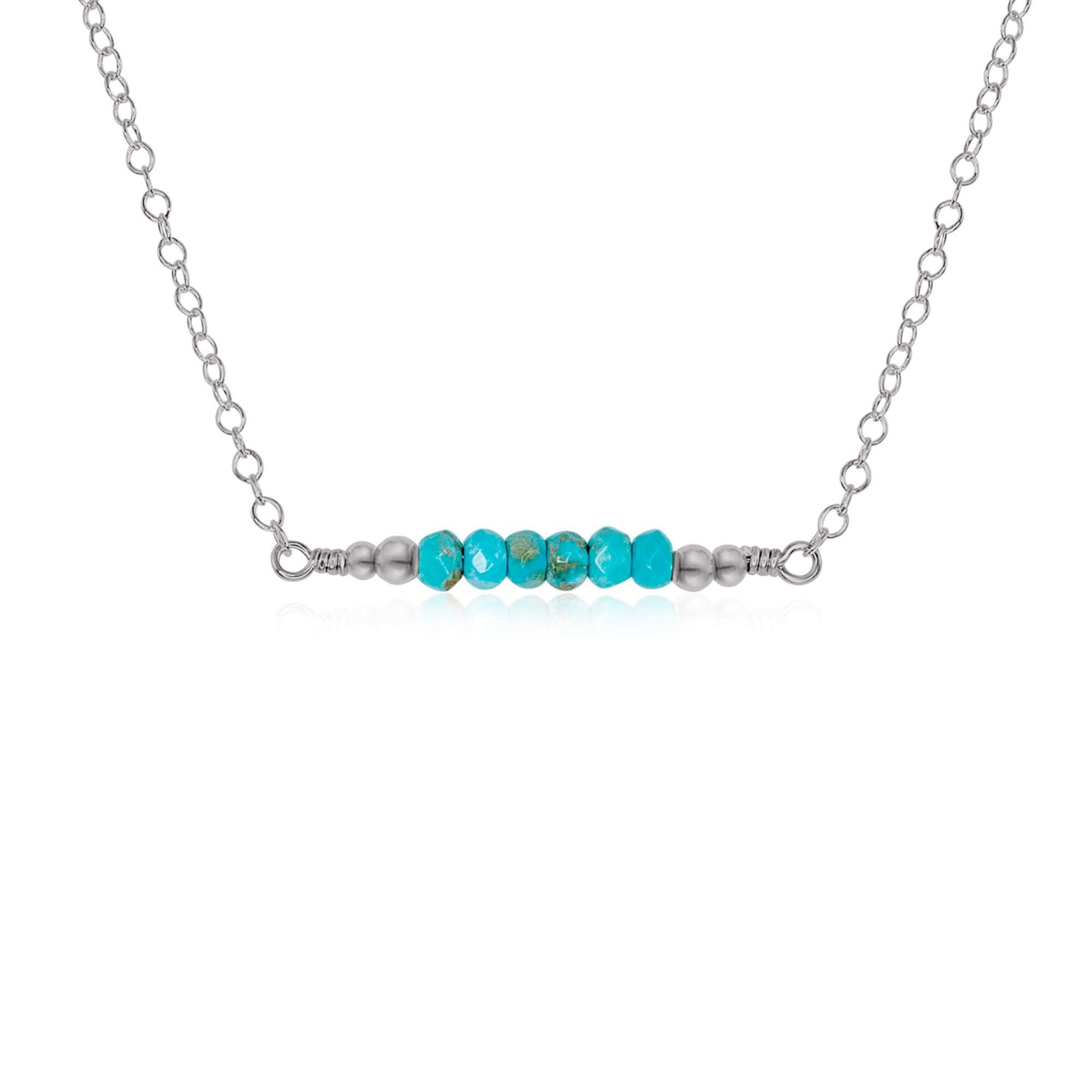 Sparkling Turquoise Faceted Bead Bar Necklace - Sparkling Turquoise Faceted Bead Bar Necklace - Stainless Steel - Luna Tide Handmade Crystal Jewellery