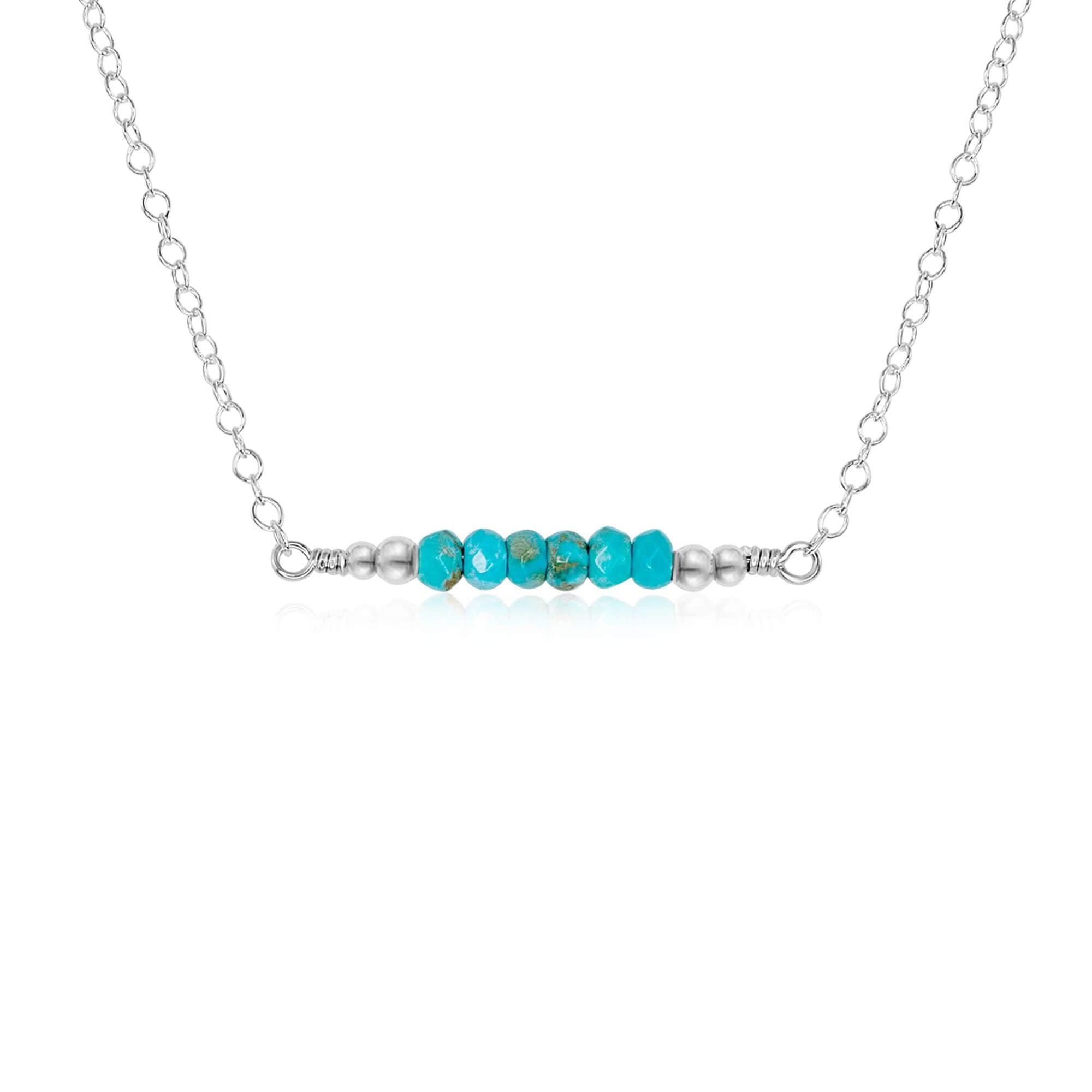 Sparkling Turquoise Faceted Bead Bar Necklace - Sparkling Turquoise Faceted Bead Bar Necklace - Sterling Silver - Luna Tide Handmade Crystal Jewellery