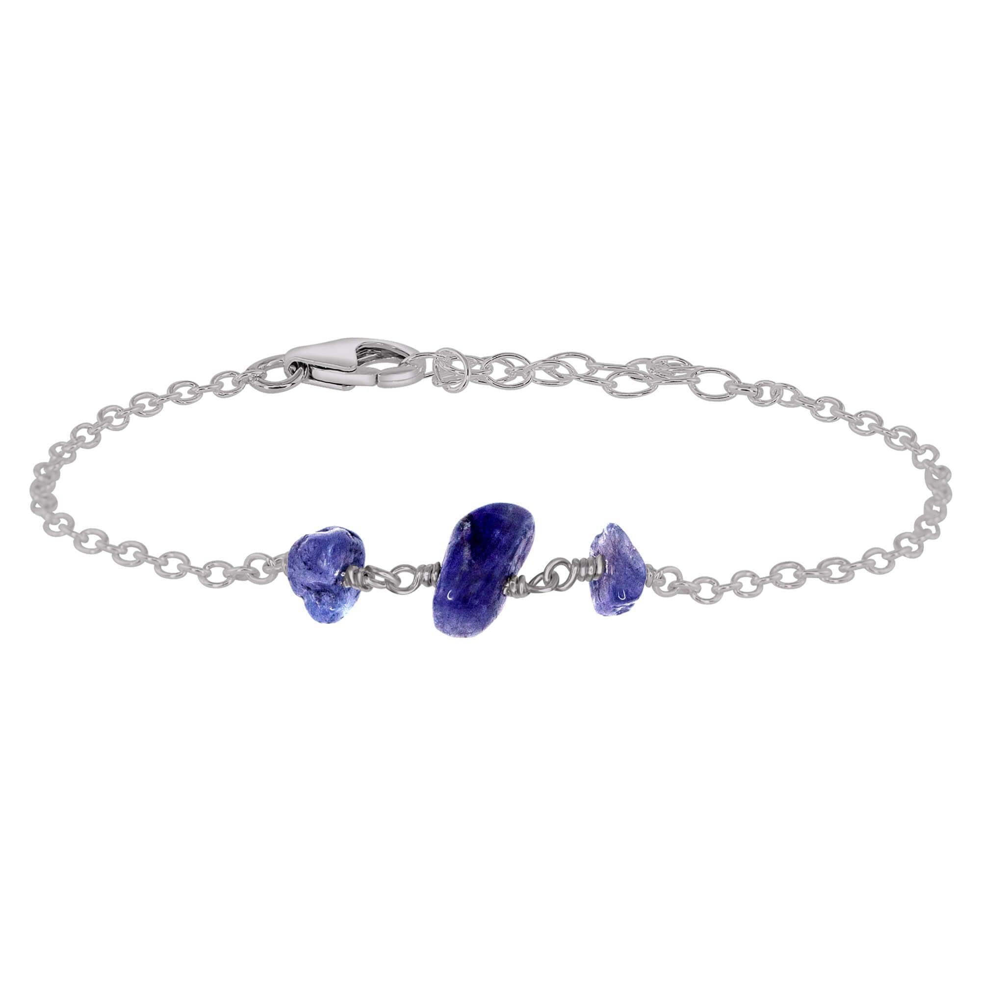 Tanzanite Beaded Chain Bracelet - Tanzanite Beaded Chain Bracelet - Stainless Steel - Luna Tide Handmade Crystal Jewellery
