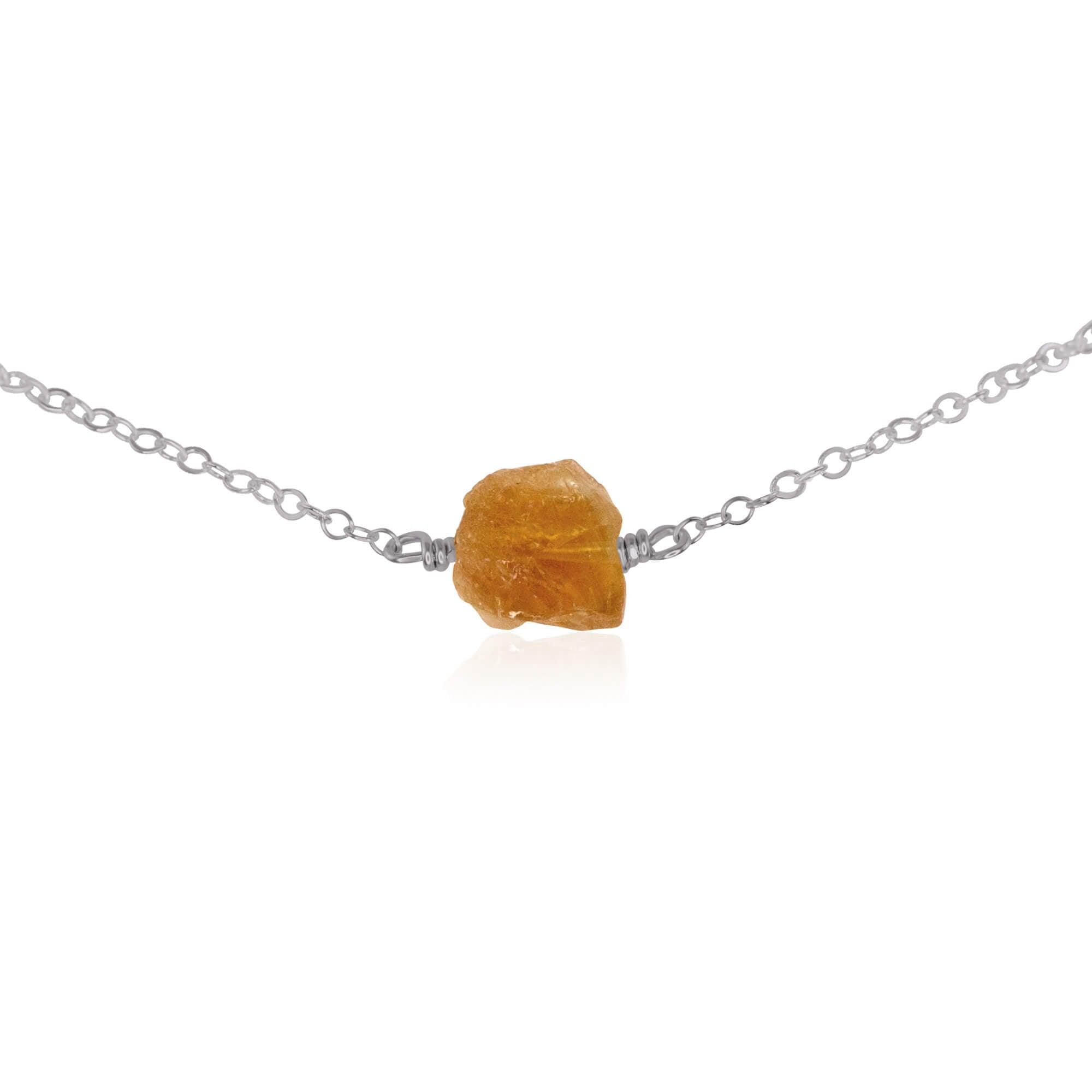 Tiny Raw Citrine Crystal Nugget Choker - Tiny Raw Citrine Crystal Nugget Choker - Stainless Steel - Luna Tide Handmade Crystal Jewellery