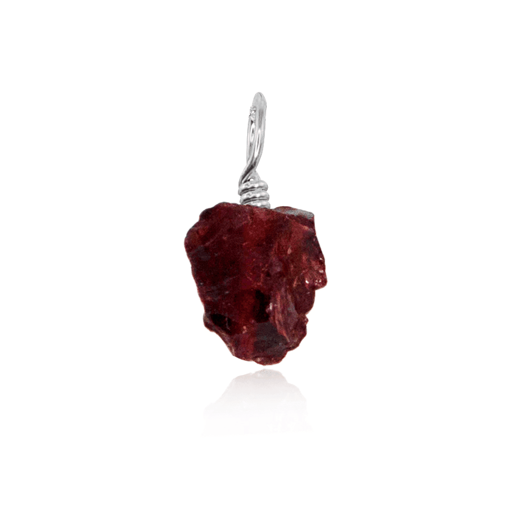 Tiny Raw Garnet Crystal Pendant - Tiny Raw Garnet Crystal Pendant - Sterling Silver - Luna Tide Handmade Crystal Jewellery