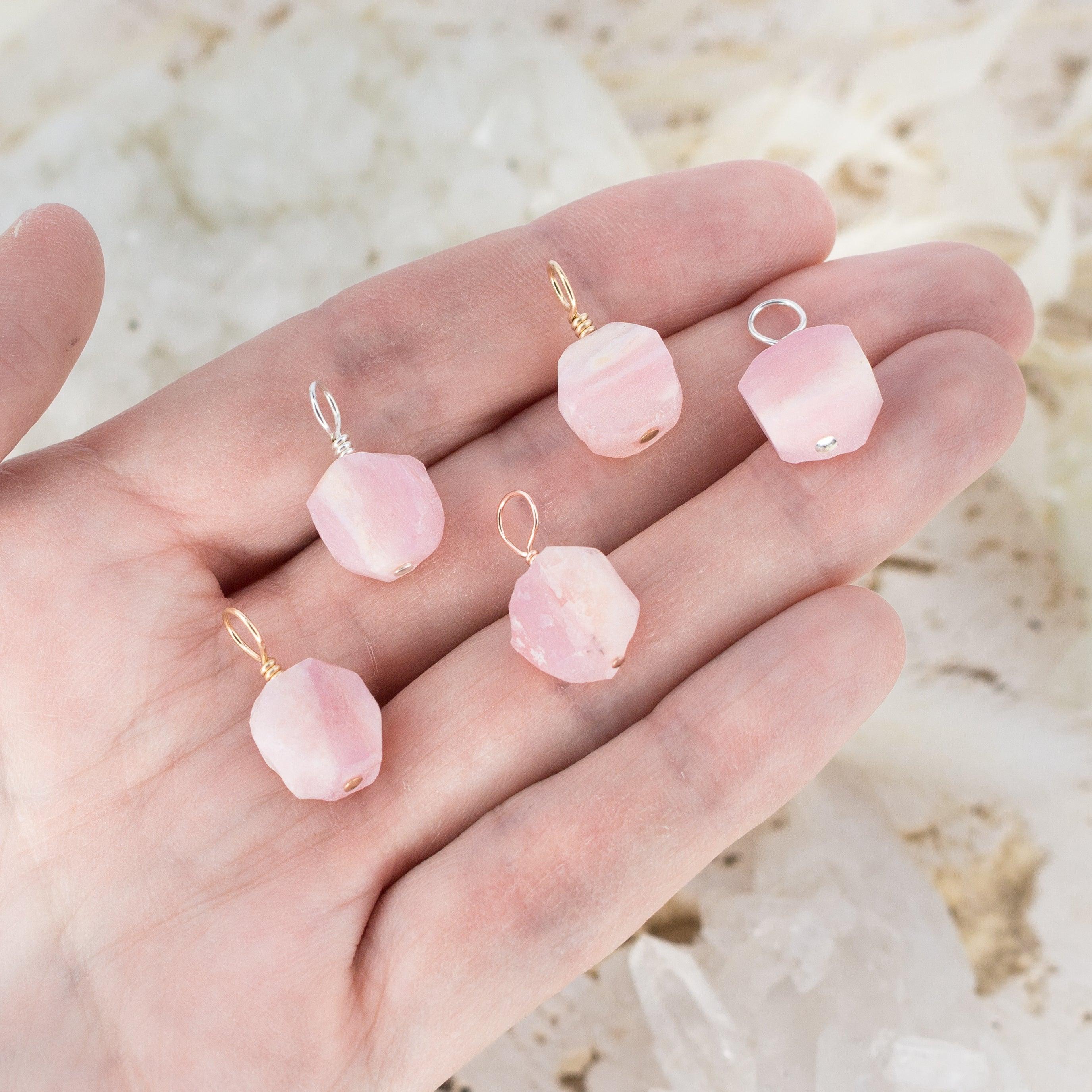 Tiny Raw Pink Peruvian Opal Crystal Pendant - Tiny Raw Pink Peruvian Opal Crystal Pendant - 14k Gold Fill - Luna Tide Handmade Crystal Jewellery