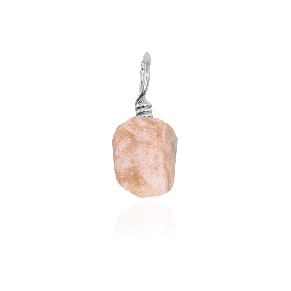 Tiny Raw Pink Peruvian Opal Crystal Pendant - Tiny Raw Pink Peruvian Opal Crystal Pendant - Sterling Silver - Luna Tide Handmade Crystal Jewellery