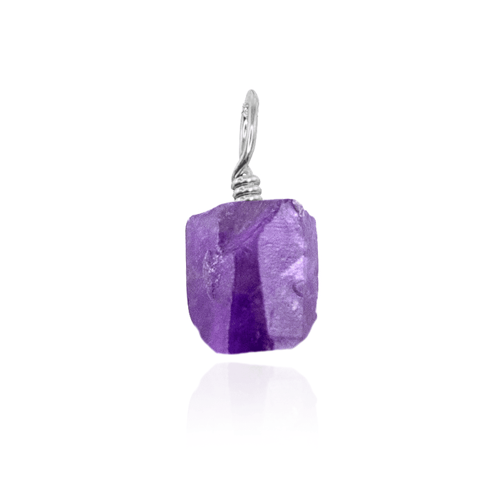 Tiny Raw Purple Amethyst Crystal Pendant - Tiny Raw Purple Amethyst Crystal Pendant - Sterling Silver - Luna Tide Handmade Crystal Jewellery