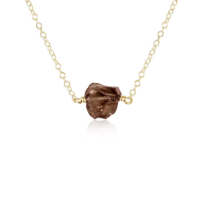 Tiny Raw Smoky Quartz Crystal Nugget Necklace - Tiny Raw Smoky Quartz Crystal Nugget Necklace - 14k Gold Fill - Luna Tide Handmade Crystal Jewellery