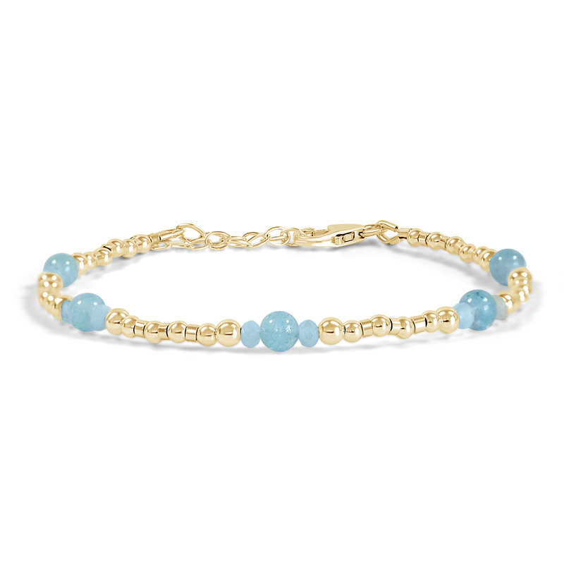 Bohemian Aquamarine Crystal Precious Metal Beaded Bracelet