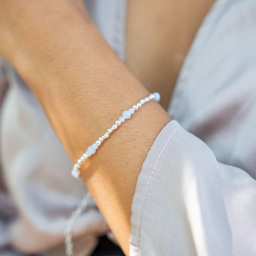 Bohemian Blue Lace Agate Crystal Precious Metal Beaded Bracelet - Bohemian Blue Lace Agate Crystal Precious Metal Beaded Bracelet - Sterling Silver - Luna Tide Handmade Crystal Jewellery