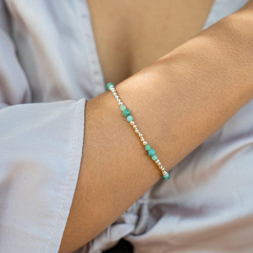Bohemian Emerald Crystal Precious Metal Beaded Bracelet - Bohemian Emerald Crystal Precious Metal Beaded Bracelet - 14k Gold Fill - Luna Tide Handmade Crystal Jewellery