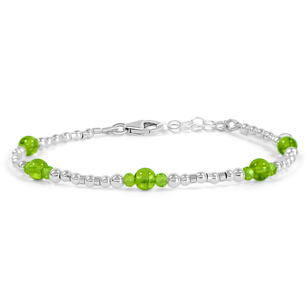 Bohemian Peridot Crystal Precious Metal Beaded Bracelet