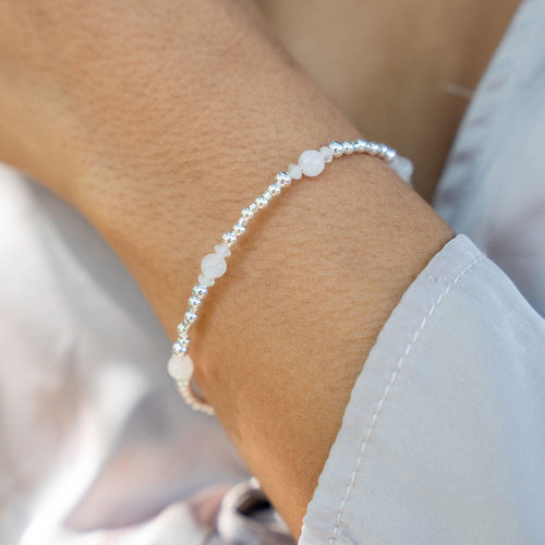 Bohemian Rose Quartz Crystal Precious Metal Beaded Bracelet - Bohemian Rose Quartz Crystal Precious Metal Beaded Bracelet - Sterling Silver - Luna Tide Handmade Crystal Jewellery