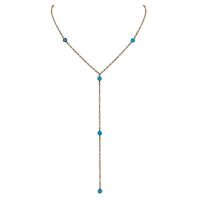 Bronze Apatite Dainty Crystal Lariat Necklace