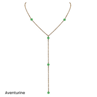 Bronze Dainty Crystal Lariat Necklace