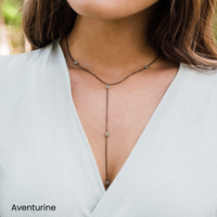 Bronze Dainty Crystal Lariat Necklace