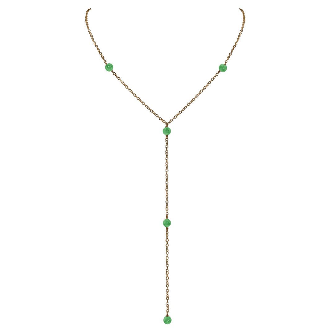 Bronze Aventurine Dainty Crystal Lariat Necklace