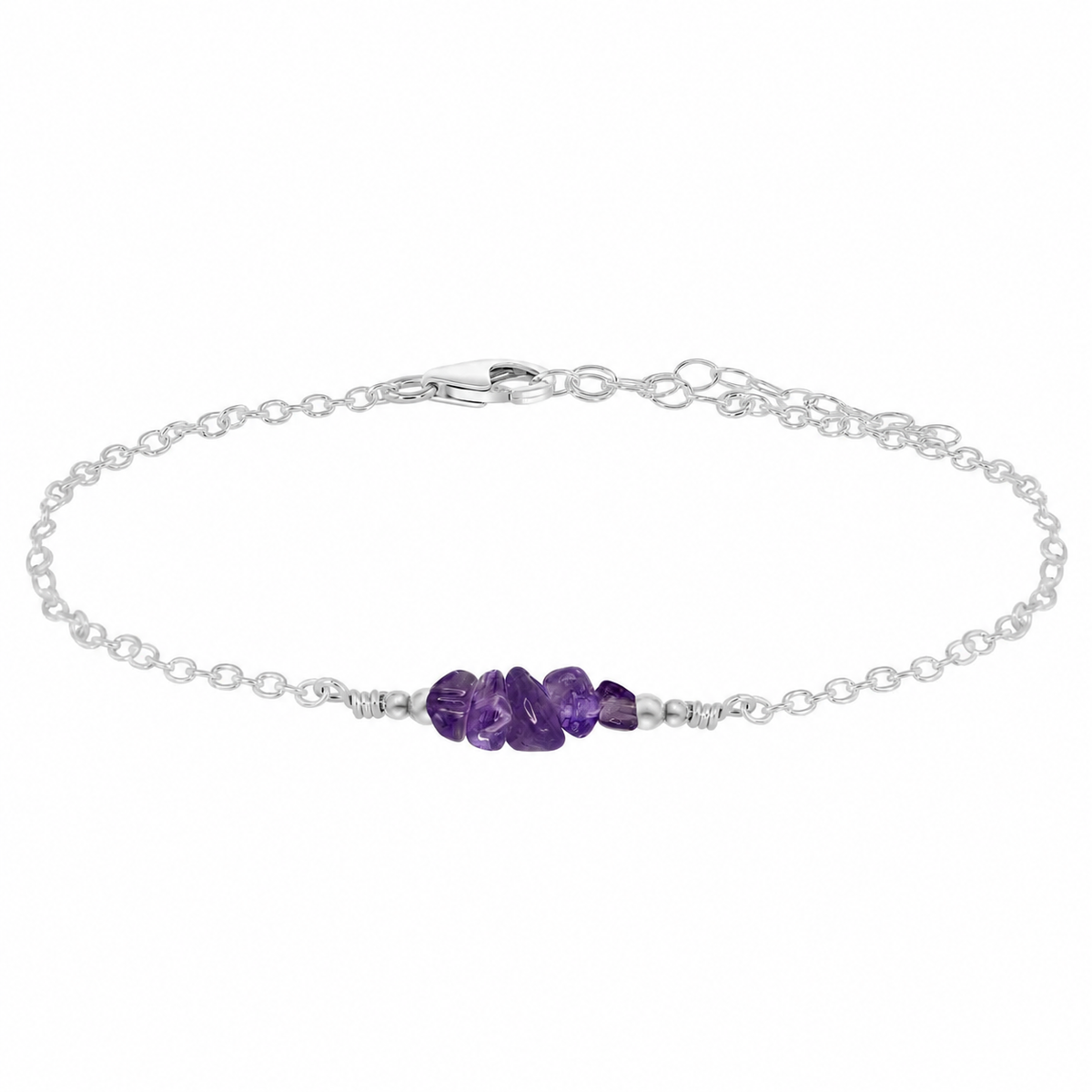 Amethyst Crystal Chip Bead Bar Anklet