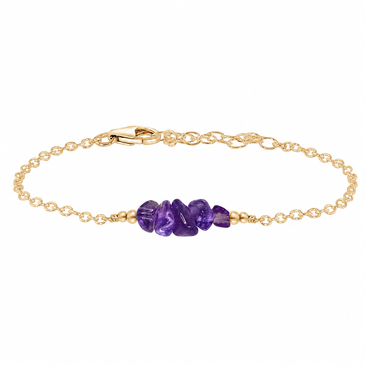 Amethyst Crystal Chip Bead Bar Bracelet
