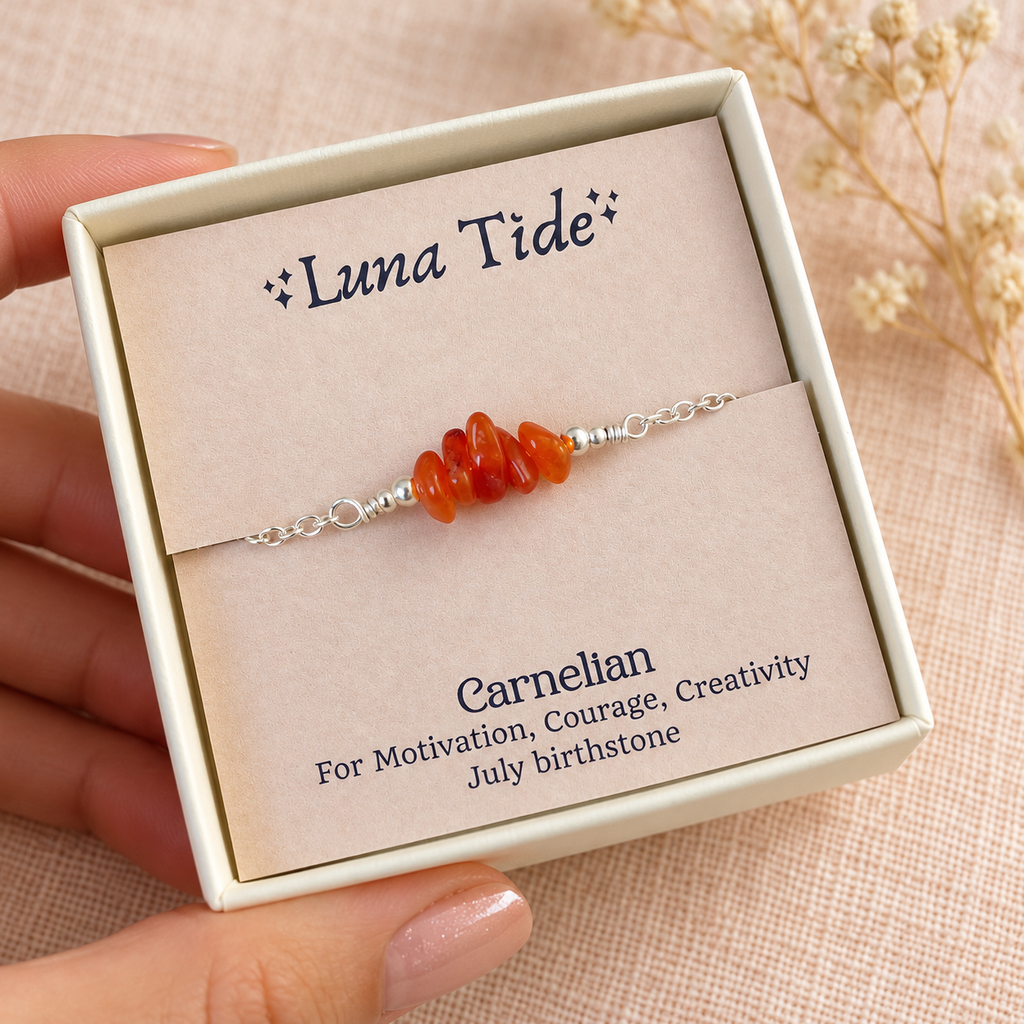 Carnelian Crystal Chip Bead Bar Anklet