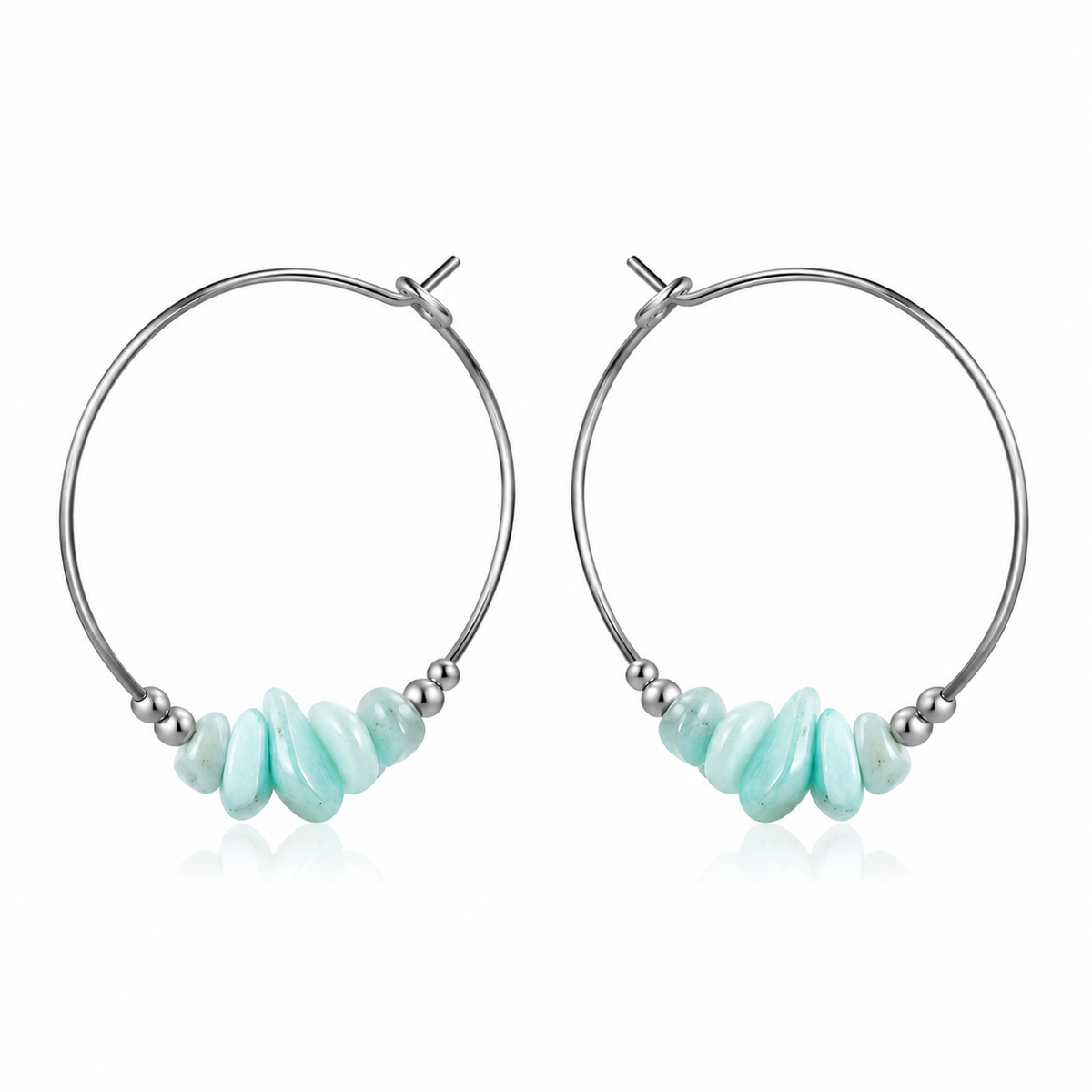 Amazonite Crystal Chip Large Hoop Earrings