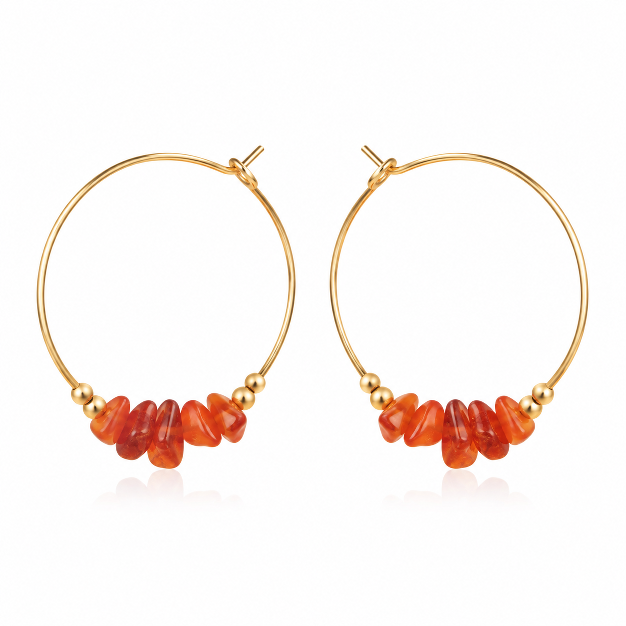 Carnelian Crystal Chip Large Hoop Earrings