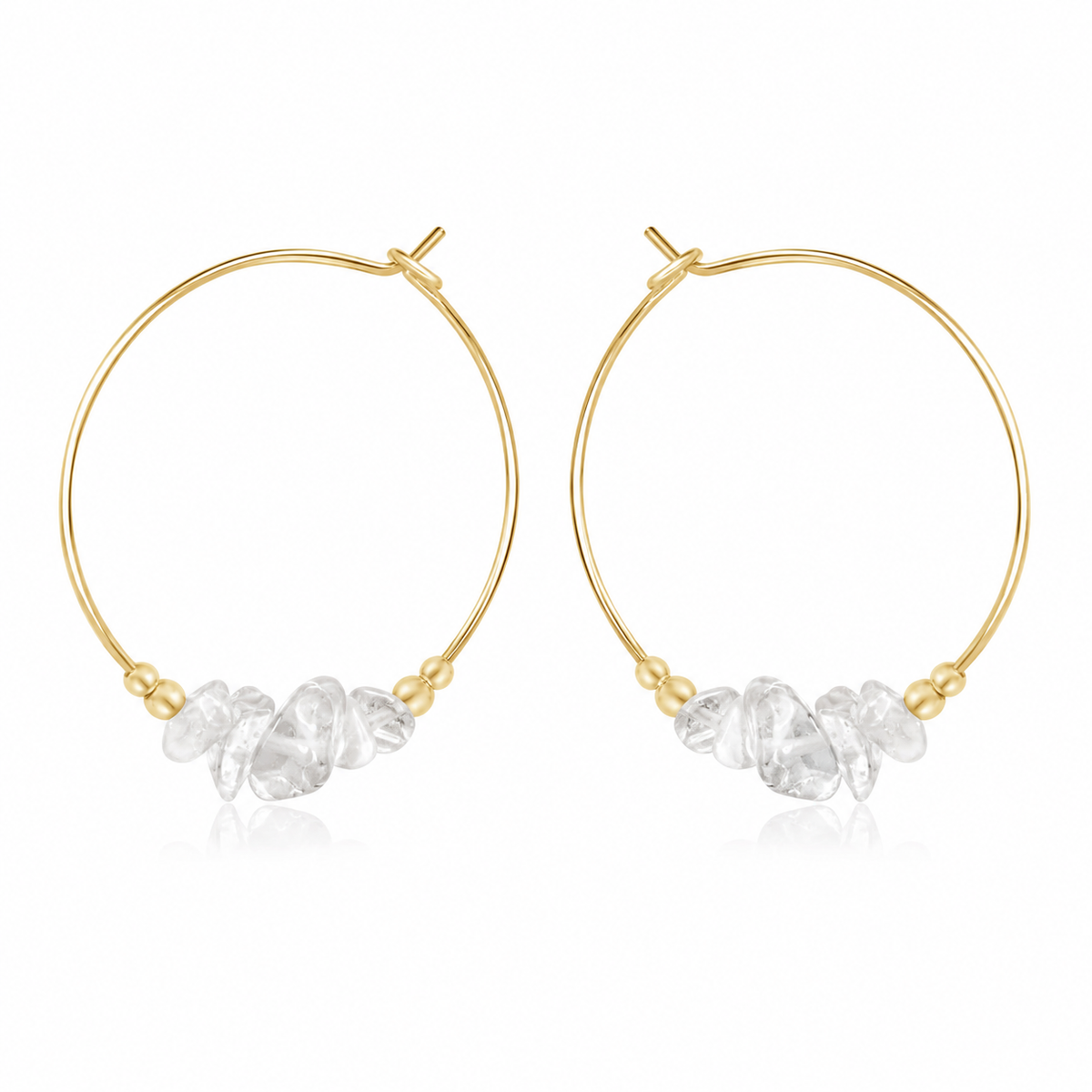 Crystal Quartz Chip Large Hoop Earrings