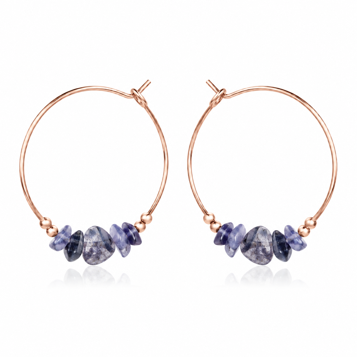 Iolite Crystal Chip Large Hoop Earrings