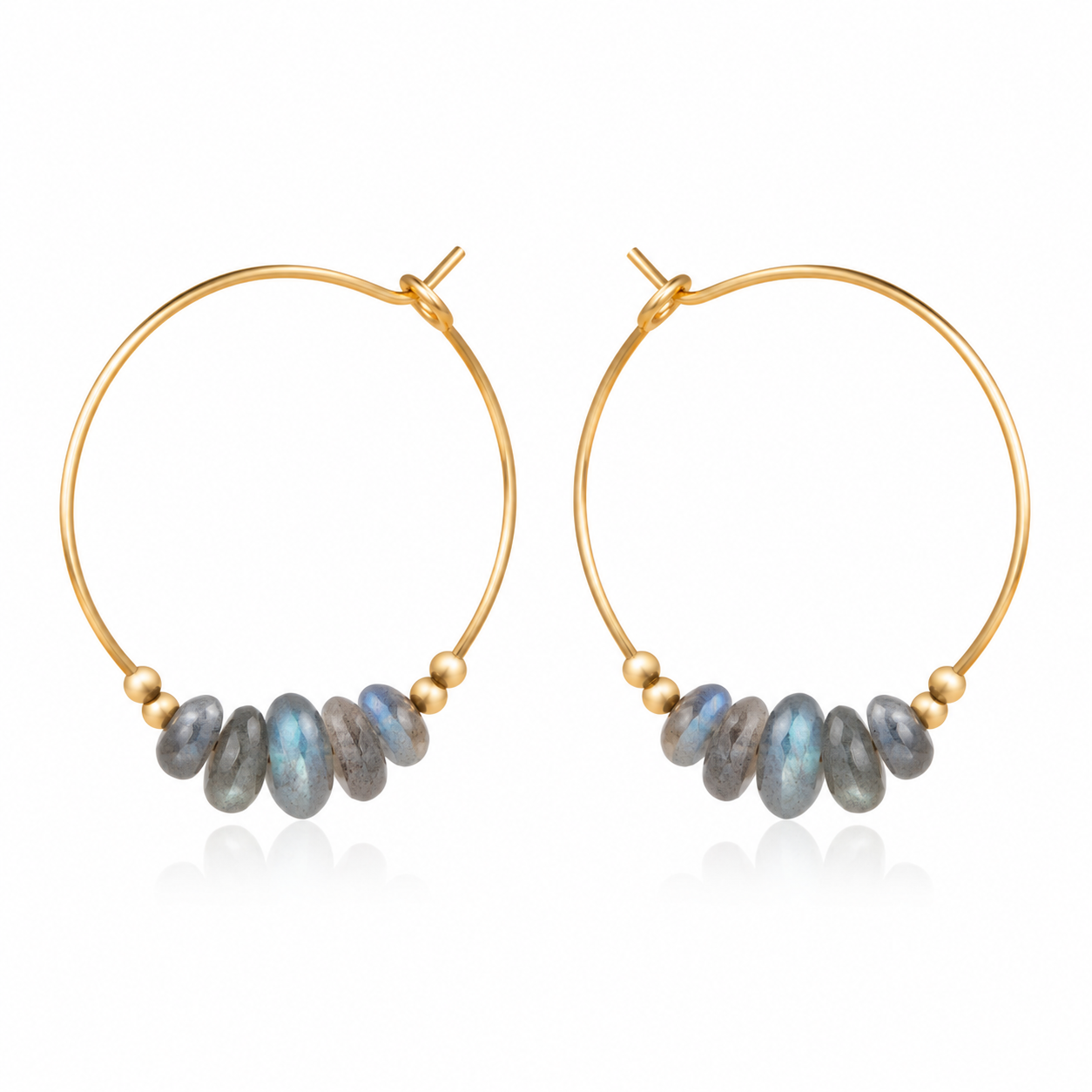 Labradorite Crystal Chip Large Hoop Earrings