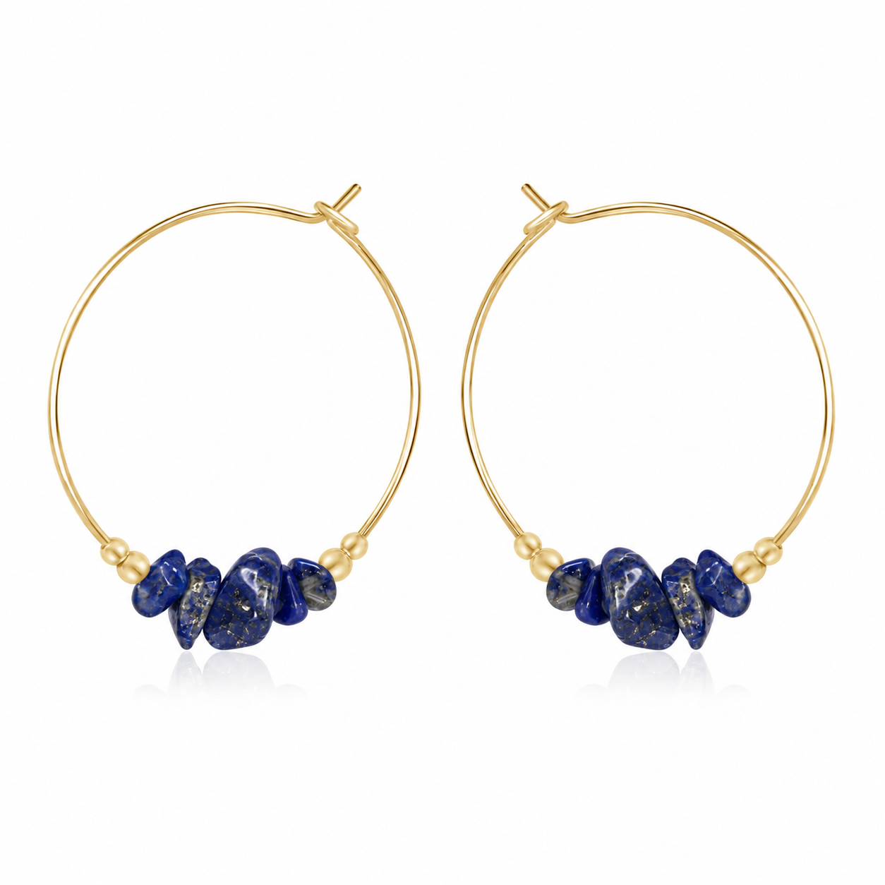Lapis Lazuli Crystal Chip Large Hoop Earrings