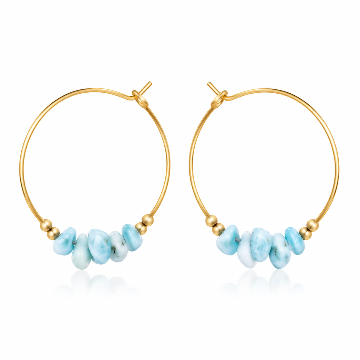 Larimar Crystal Chip Large Hoop Earrings