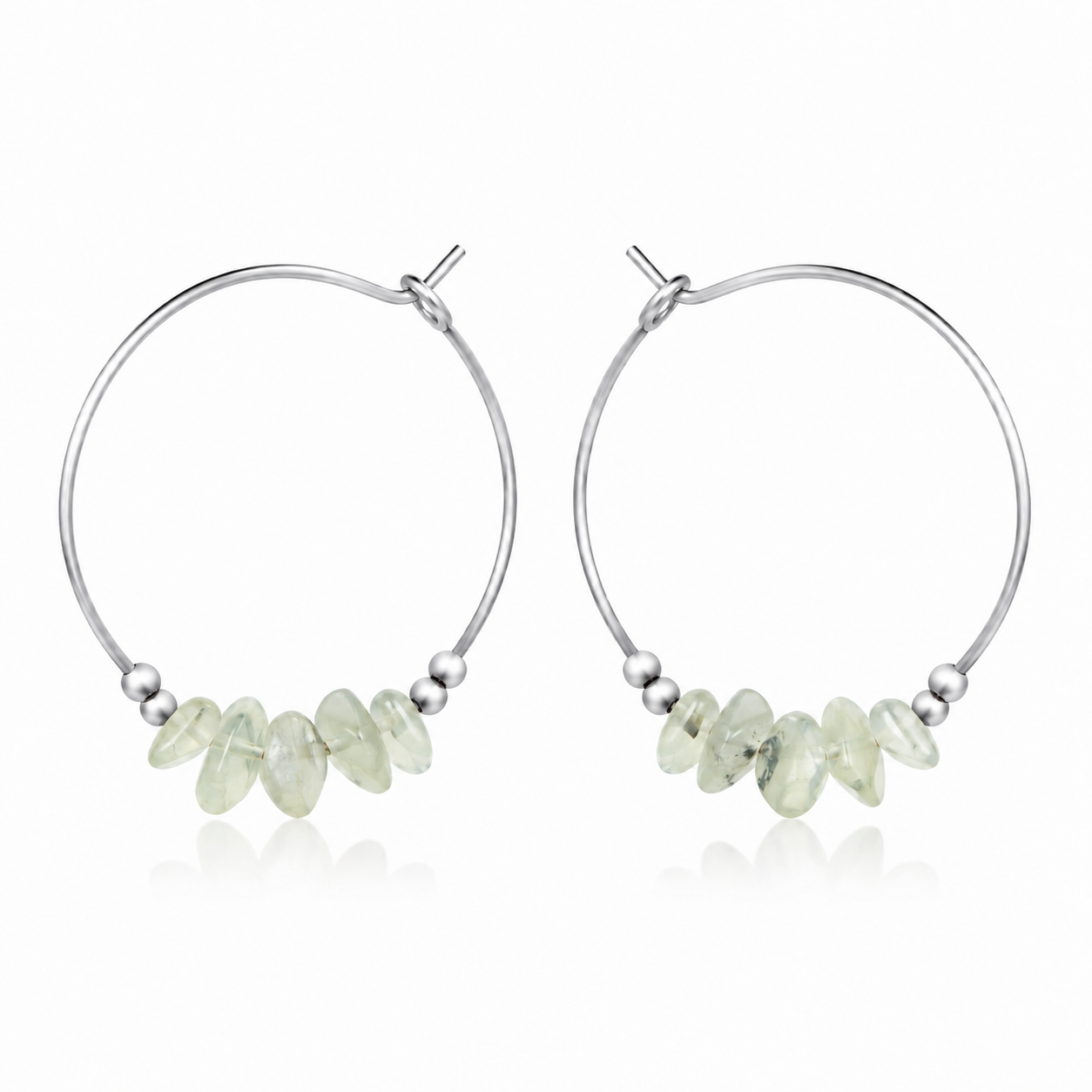 Prehnite Crystal Chip Large Hoop Earrings