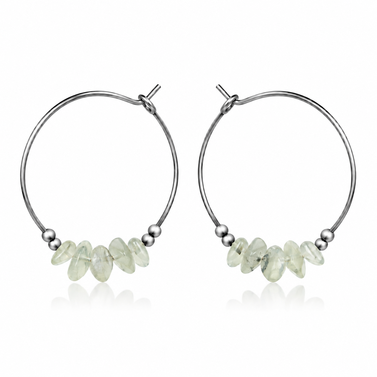 Prehnite Crystal Chip Large Hoop Earrings