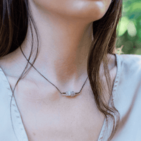 Bronze White Moonstone Chip Bead Bar Necklace