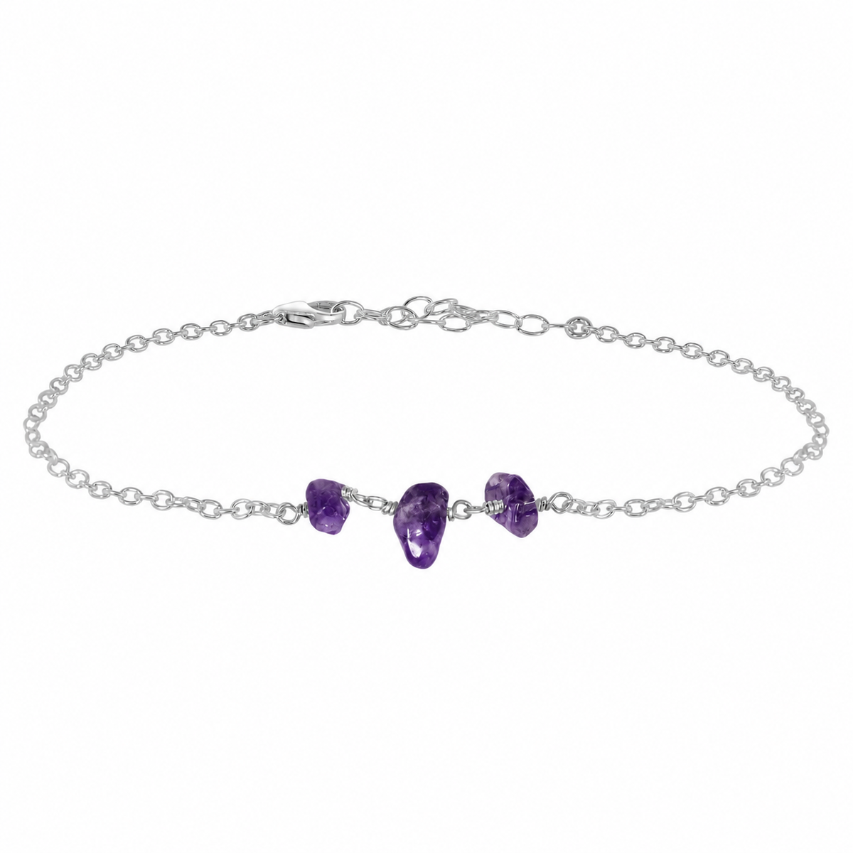 Amethyst Crystal Beaded Chain Anklet