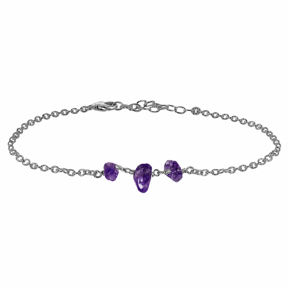 Amethyst Crystal Beaded Chain Anklet