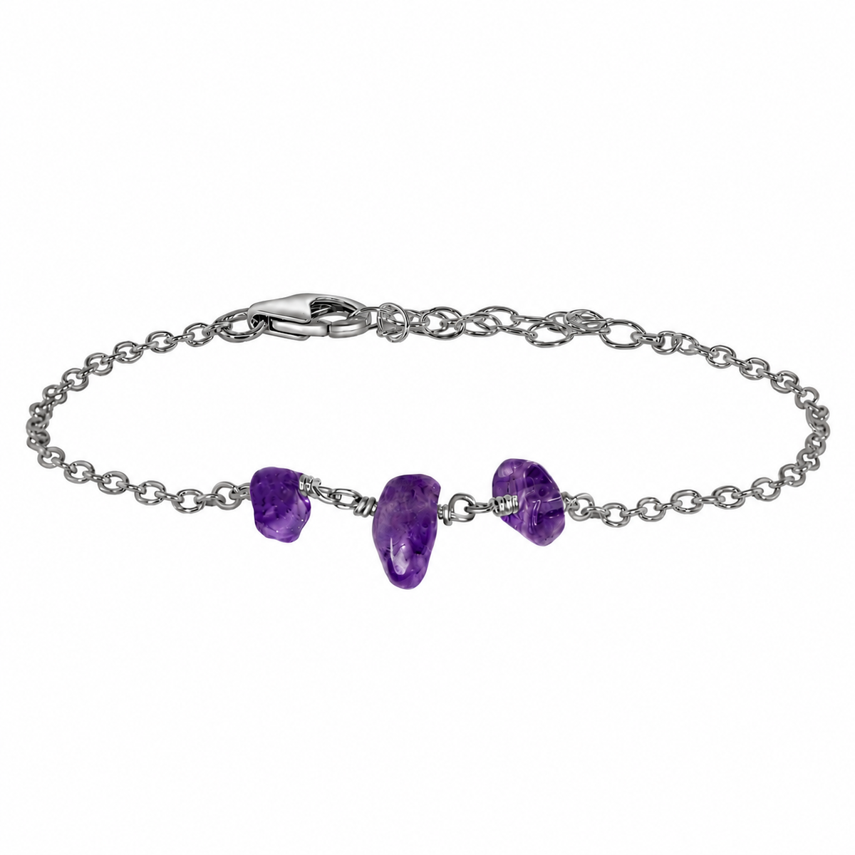 Amethyst Crystal Beaded Chain Bracelet