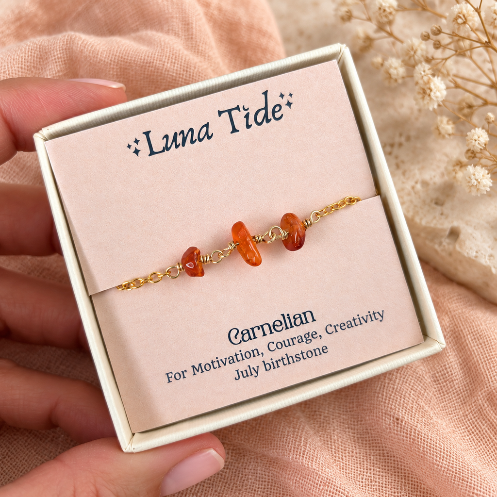 Carnelian Crystal Beaded Chain Anklet