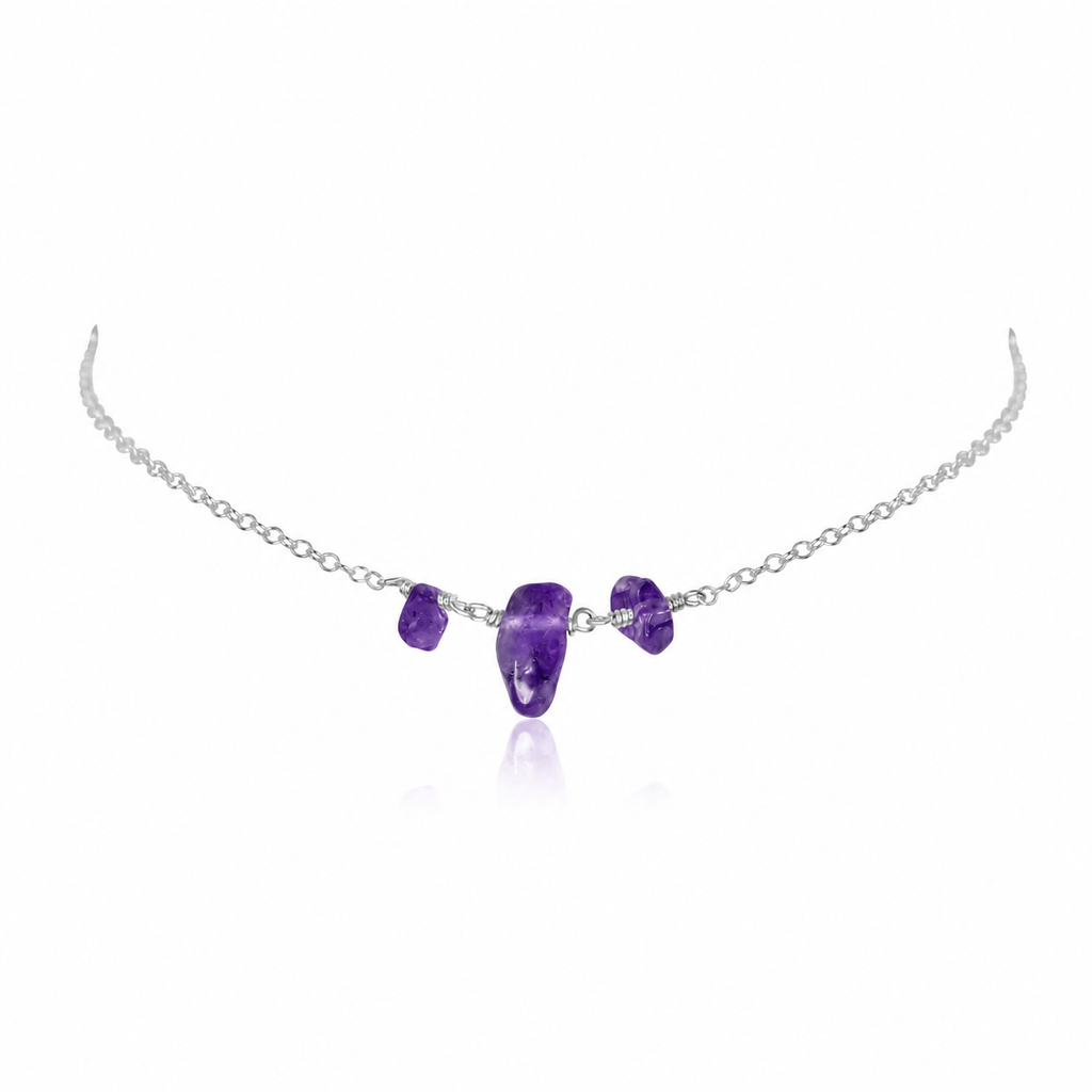 Amethyst Crystal Beaded Chain Choker Necklace
