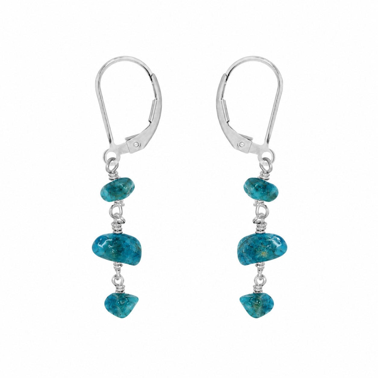 Apatite Crystal Beaded Chain Dangle Leverback Earrings