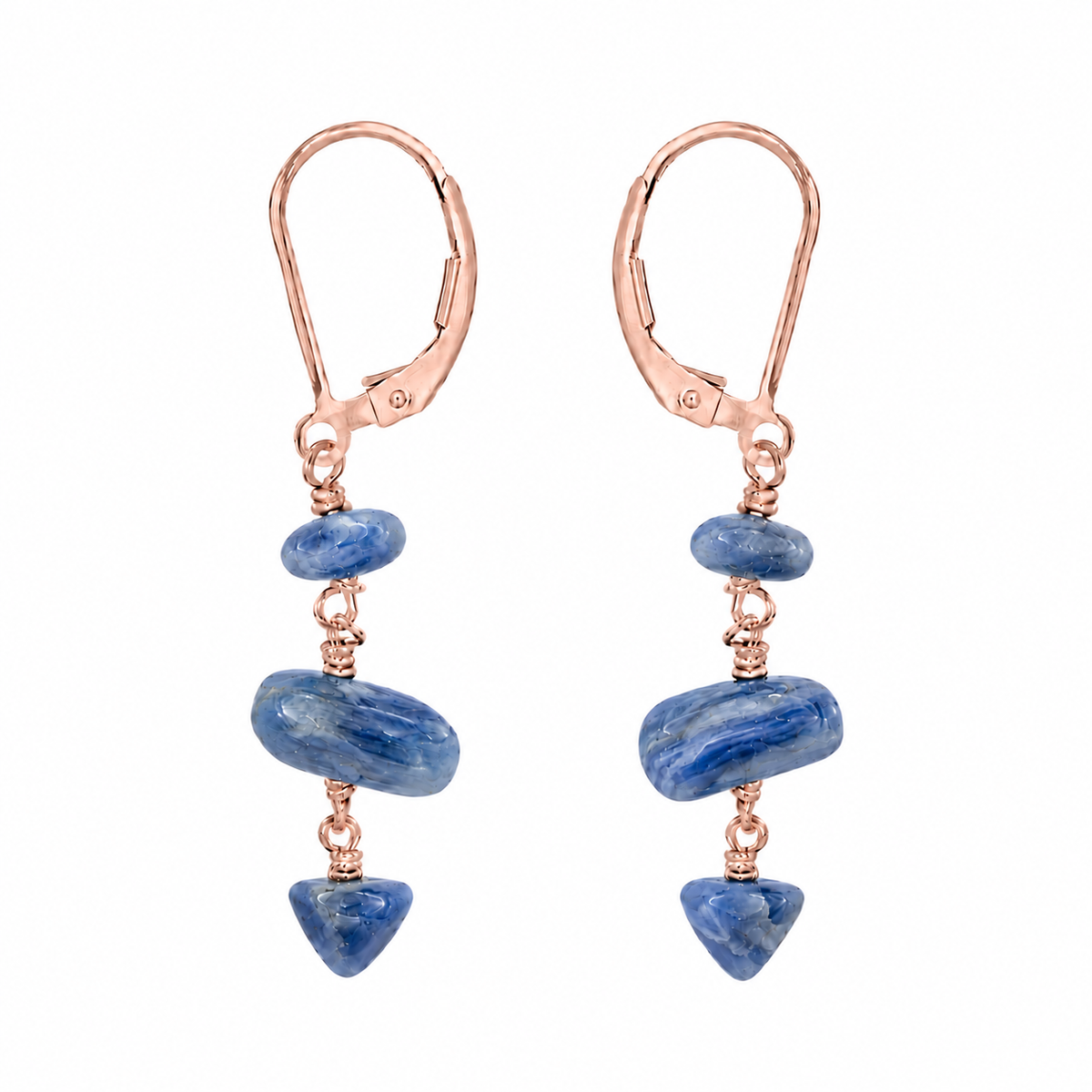 Kyanite Crystal Beaded Chain Dangle Leverback Earrings