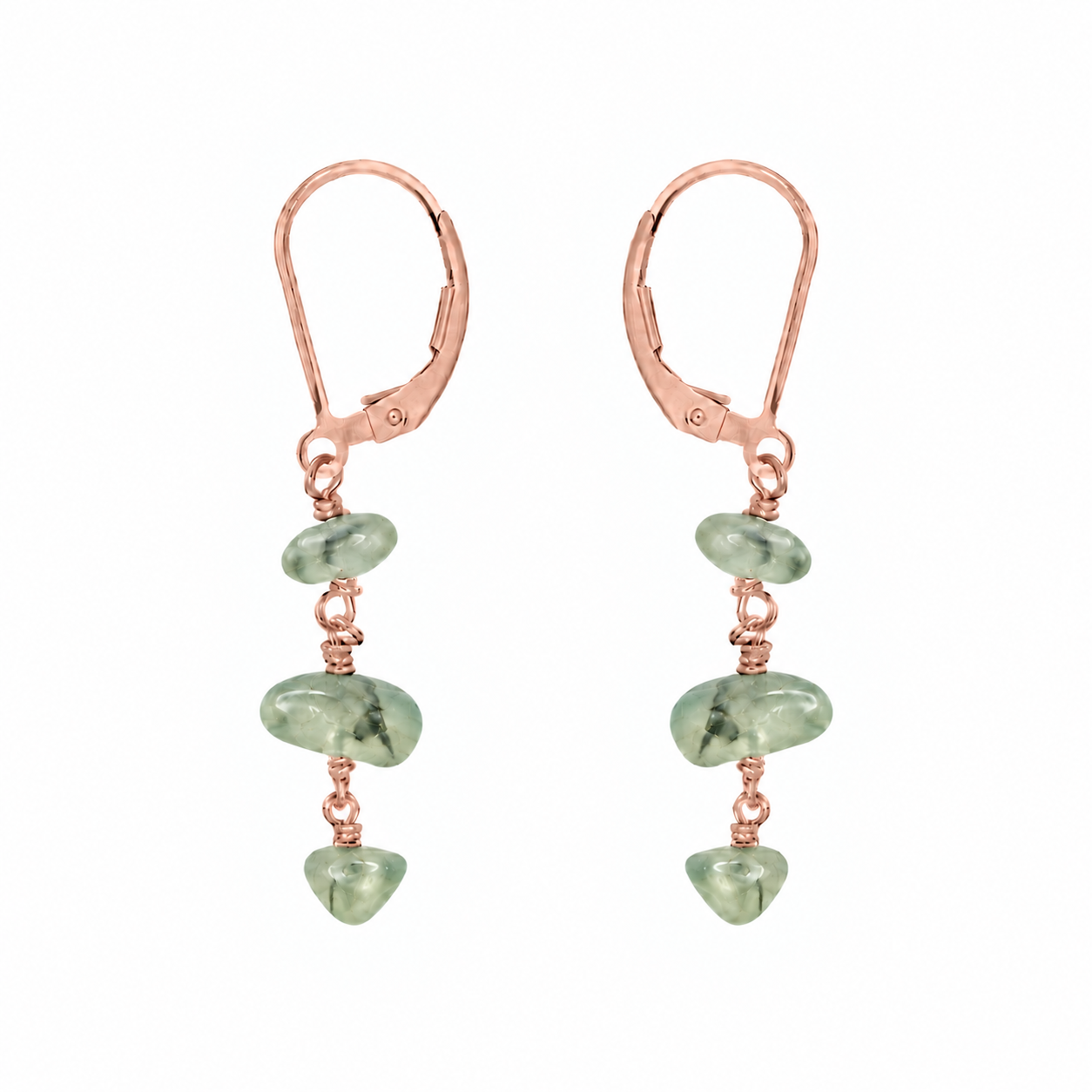 Prehnite Crystal Beaded Chain Dangle Leverback Earrings