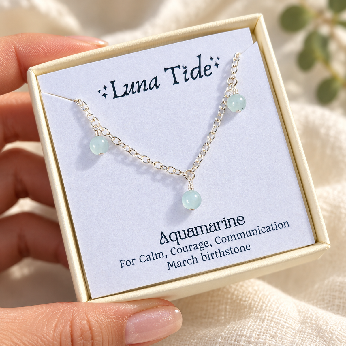 Boho Aquamarine Bead Drop Anklet