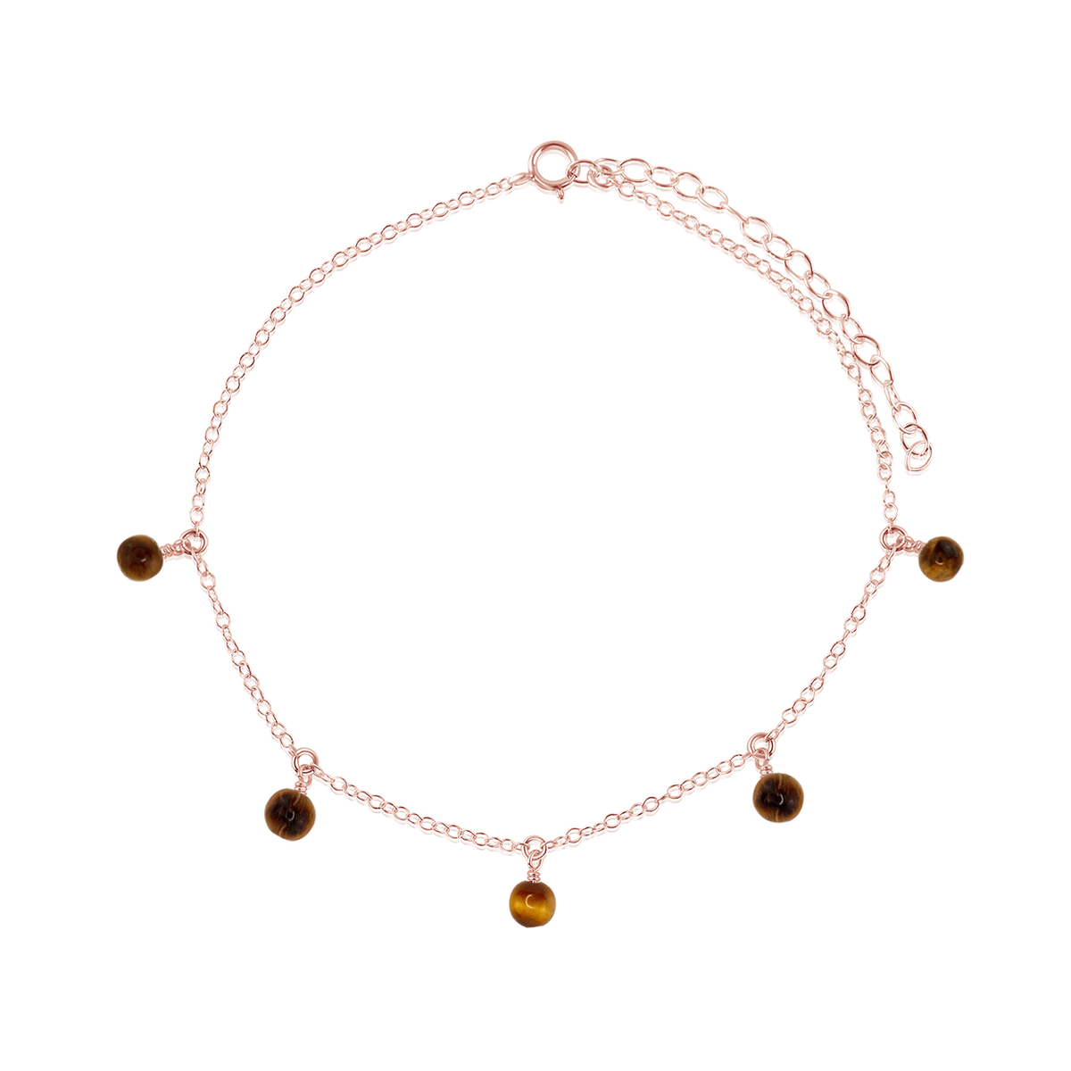 Boho Tiger's Eye Gemstone Bead Drop Anklet