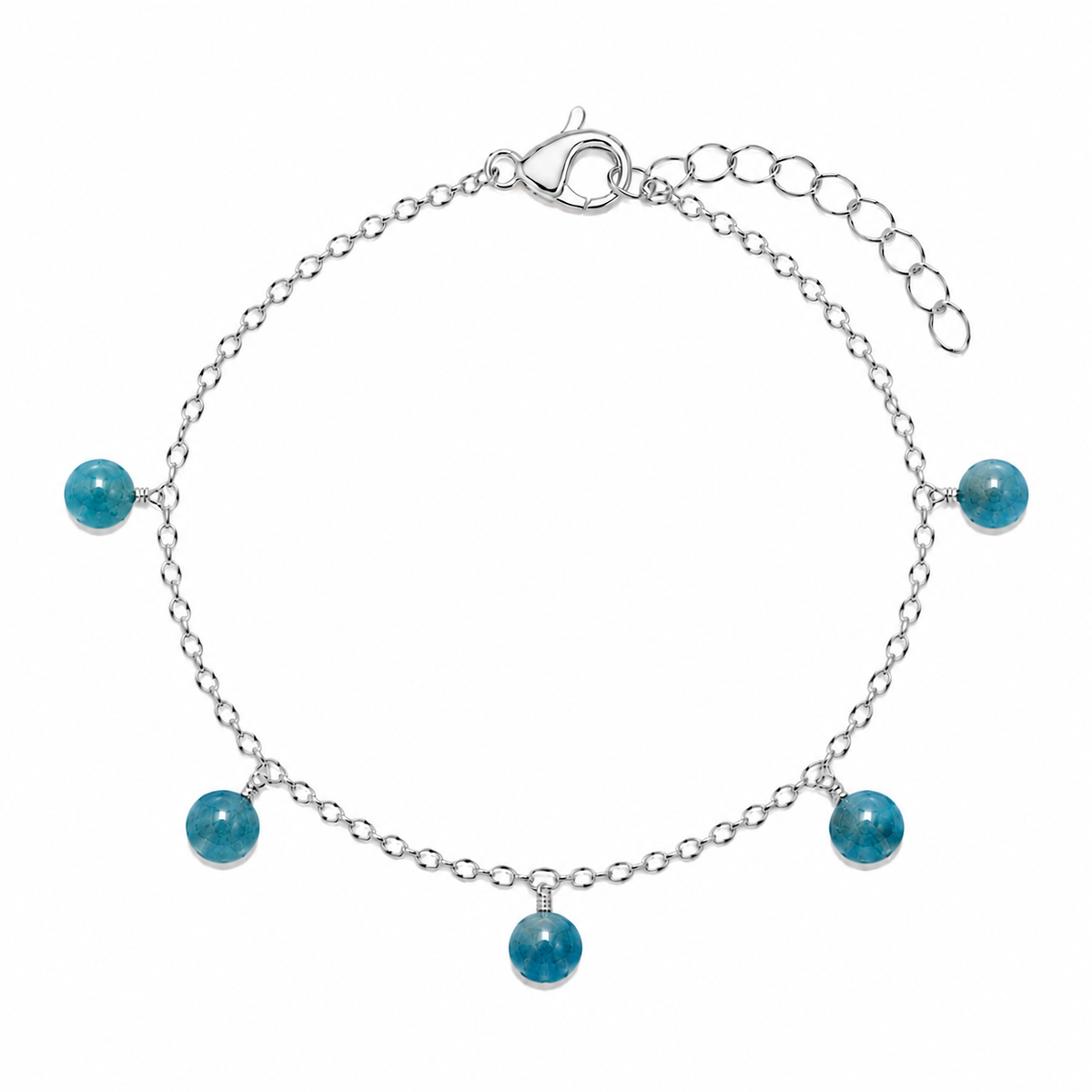 Apatite Boho Gemstone Bead Drop Charm Bracelet