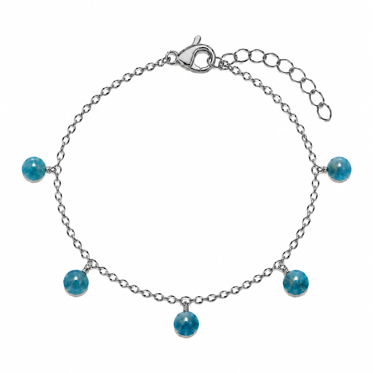 Apatite Boho Gemstone Bead Drop Charm Bracelet