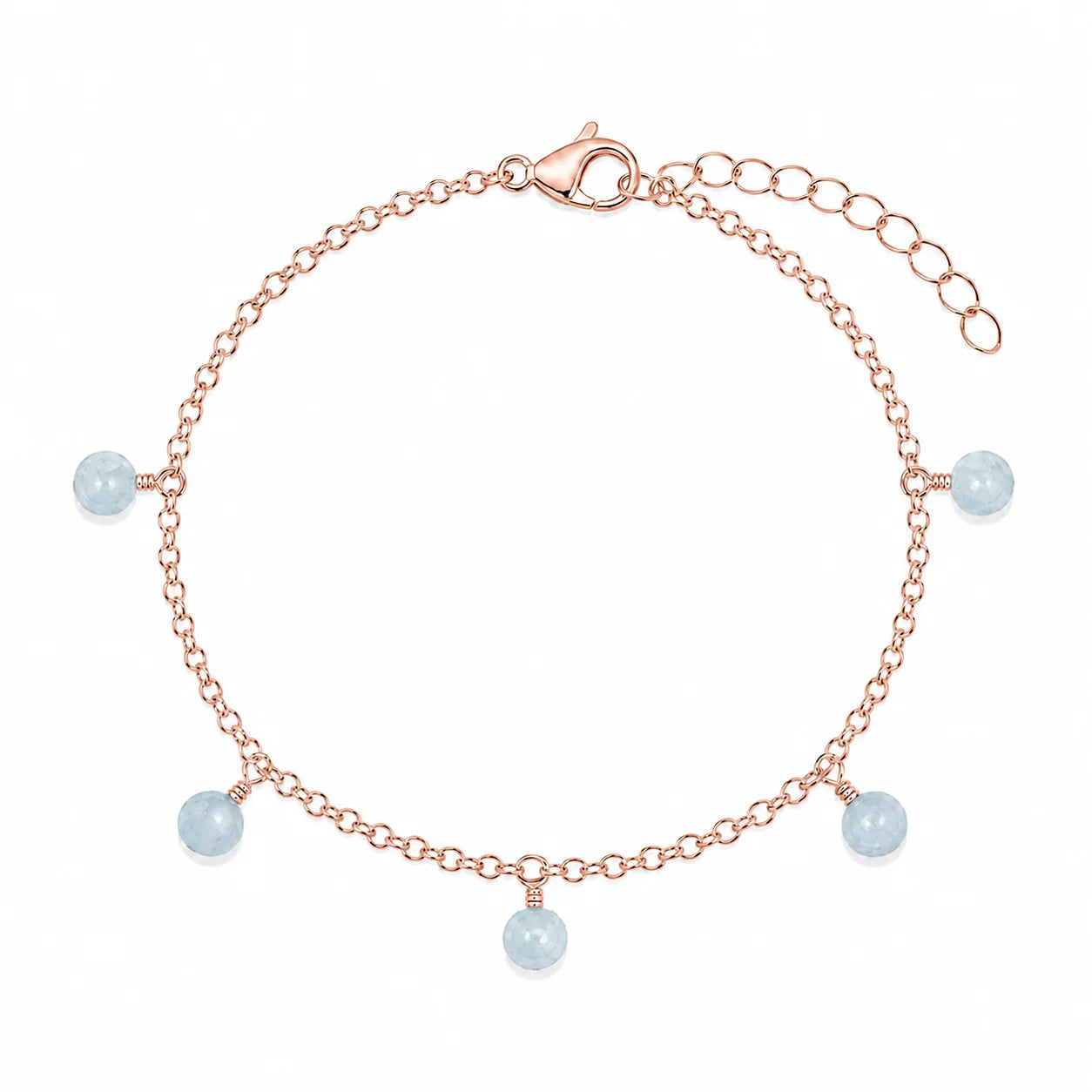 Aquamarine Boho Gemstone Bead Drop Charm Bracelet