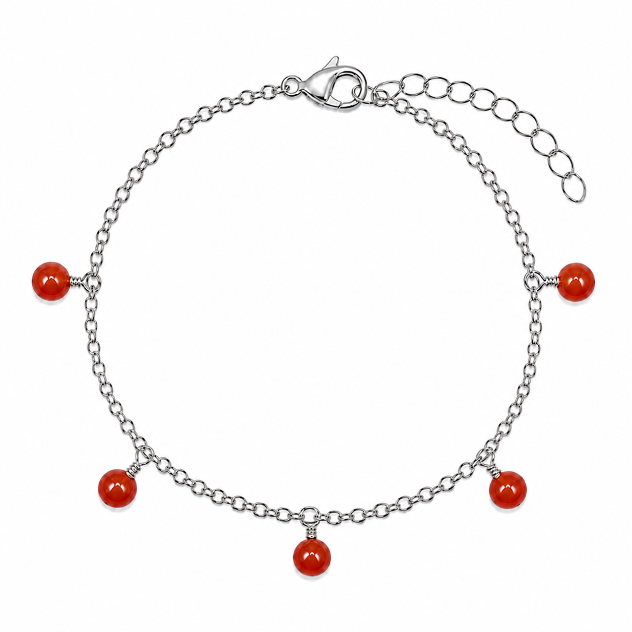 Carnelian Boho Gemstone Bead Drop Charm Bracelet